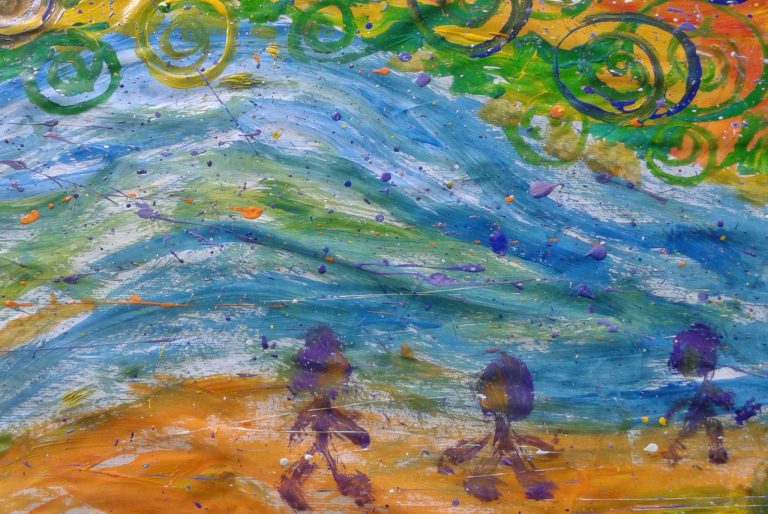 Pintura de personas en paisaje